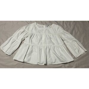 Madewell Tiered Button-Back Top Pure‎ White Women's Size Small